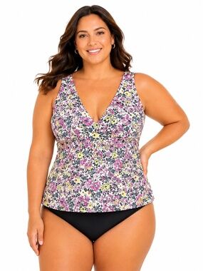 Lands' End 3X NWT Floral Tankini Top Plus Size Swimwear